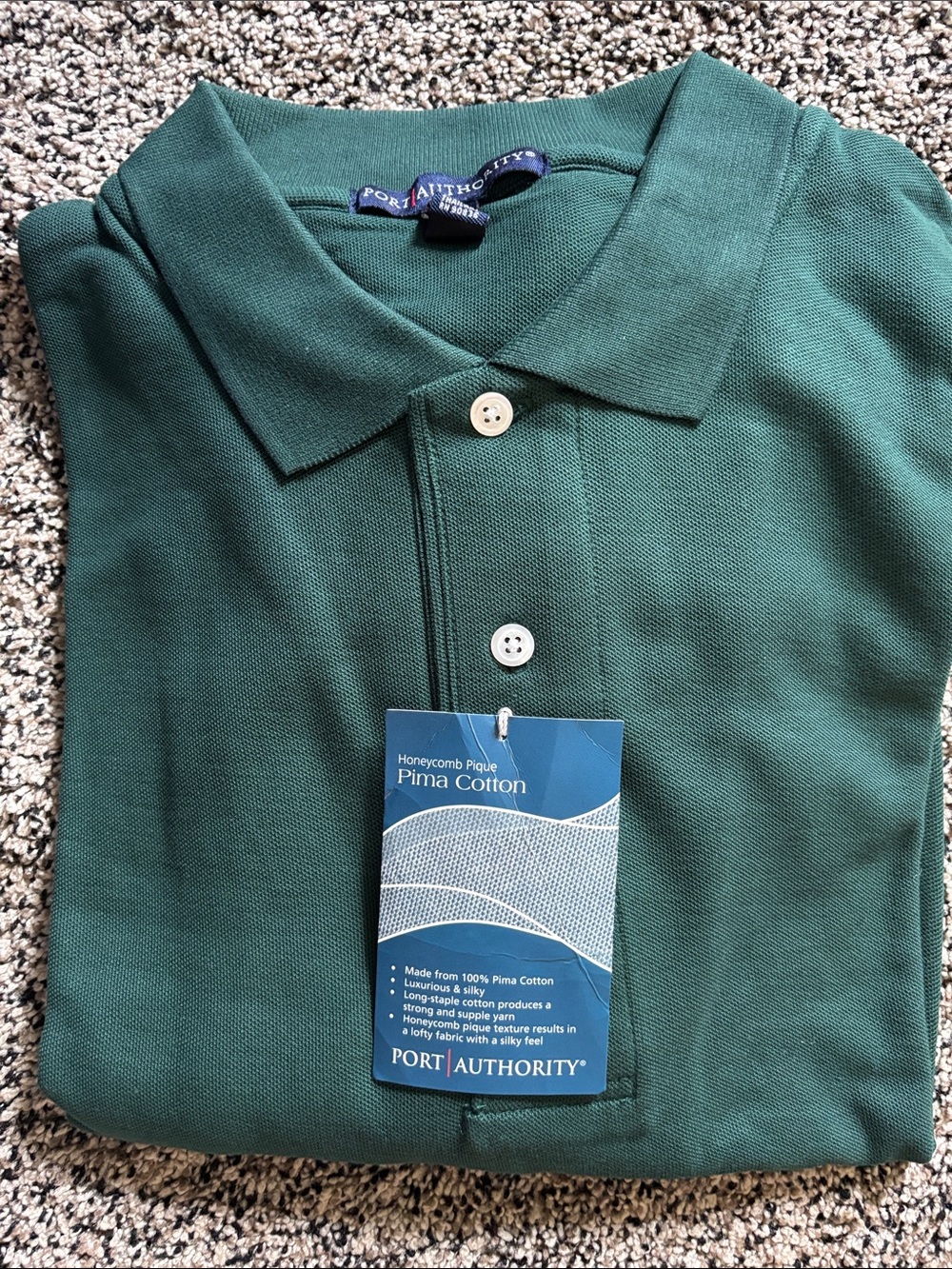 Port Authority Men’s Deep Green Pima Cotton Polo